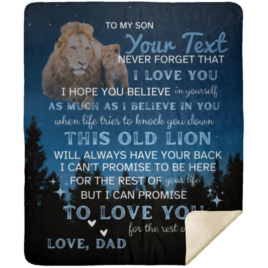 PERSONALIZED PREMIUM SHERPA BLANKET/ 50x60 /TO MY SON LOVE DAD