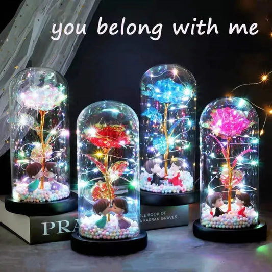 LED GALAXY ROSE ETERNAL 24K GOLD LEAF FLOWER WITH DOME STRING LIGHTS|VALENTINE'S DAY|BRIDAL PARTY GIFTS|MOTHER'SDAY