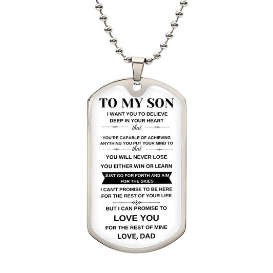 TO MY SON/LOVE DAD/ MILITARY DOG TAG