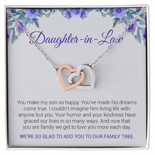 TO MY DAUGHTER IN LAW | WELCOME TO THE FAMILY- INTERLOCKING HEARTS NECKLACE