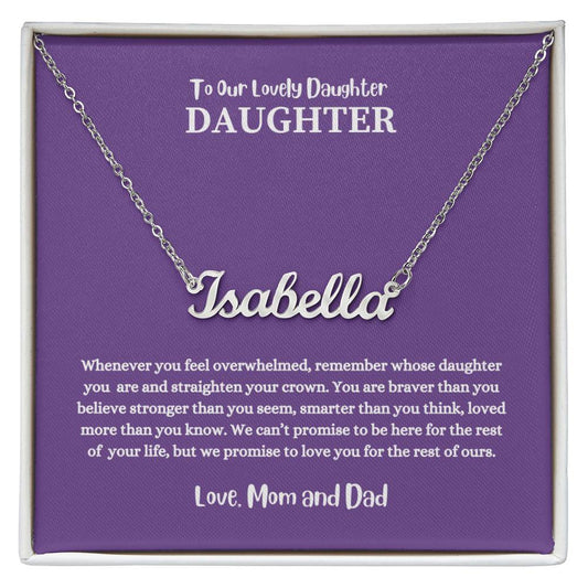 PESONALIZED NAME NECKLACE TO OUR LOVELY DAUGHTER
